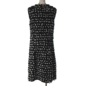 TO BE CHIC 21AW リボン ツイード ドレス ワンピース ノースリーブ ひざ丈 ブラック ホワイト