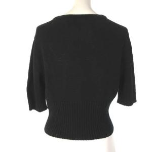 YVES SAINT LAURENT カーディガン 半袖 クロップド ローゲージ ブラック 黒 40