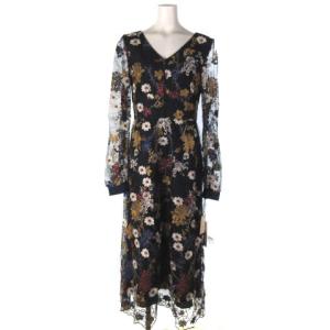 20AW レース刺繍 ワンピース 花柄 36 黒