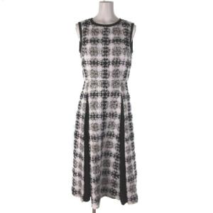 22SS ツイードタックスボックスワンピース 36 白 黒