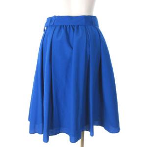 BLUE LABEL CRESTBRIDGE 近年モデル スカート ひざ丈 ギャザー フレア ベルト ウエストマーク ブルー 38