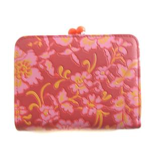 KENZO JUNGLE 二つ折り財布 コンパクトウォレット レザー ガマ口 花柄 レッド