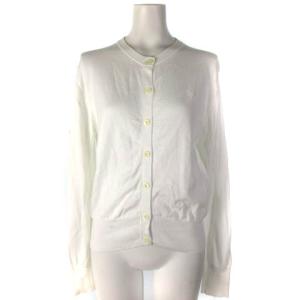 カーディガン ニット ワンポイント 長袖 オフホワイト M