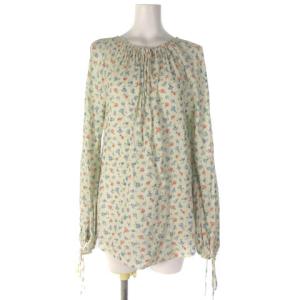 チュニック カットソー 花柄 コットン ドローストリング アイボリー XS