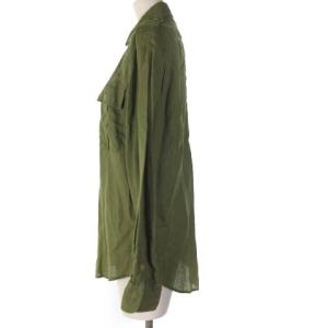 POLO RALPH LAUREN シャツ ブラウス 長袖 ミリタリー コットン リネン カーキ S