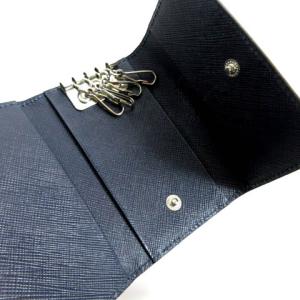 BARNEYS NEW YORK 4連 キーケース キーリング PVC ネイビー