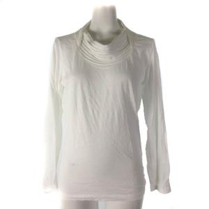 カットソー 長袖 ボトルネック コットン 白 ホワイト M