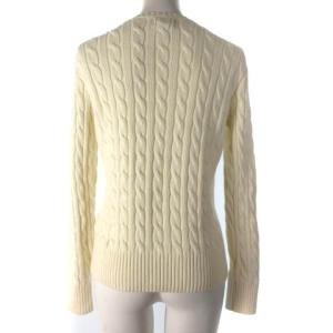 POLO RALPH LAUREN ニット セーター ケーブル 長袖 ワンポイント クルーネック プルオーバー オフホワイト