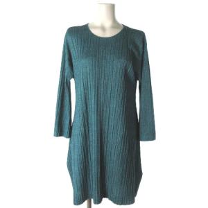 ISSEY MIYAKE 近年モデル チュニック プリーツ 長袖 シェブロン 3 グリーン
