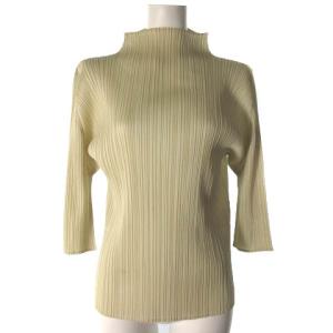 プリーツ カットソー ボトルネック 7分袖 3 アイボリー