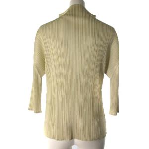 PLEATS PLEASE ISSEY MIYAKE プリーツ カットソー ボトルネック 7分袖 3 アイボリー