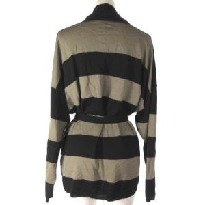 Max Mara トッパーカーディガン ウエストマーク ニット ウール ラガー ボーダー ブラック ブラウン M SM0