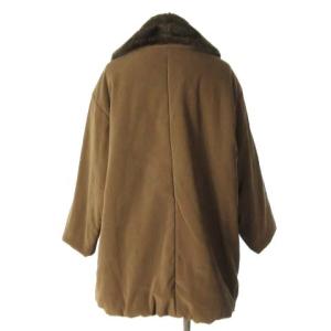 Max Mara 白タグ 中綿コート ジャケット ジップアップ 比翼 エコファー コート 40 ブラウン 茶 IBO32