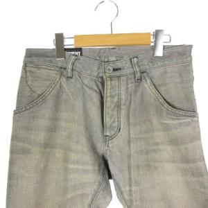ATTACHMENT デニムパンツ ジーンズ ボタンフライ スリムストレート ウォッシュ グレー S
