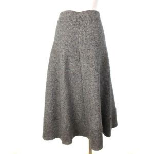 Diagram GRACE CONTINENTAL 19AW ツイード ロングスカート ウール シルク ウエストゴム フレア グレー 36