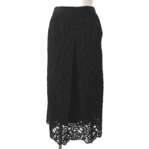 0222321142 22AW ボックスタックレーススカート ミモレ丈 36 ブラック