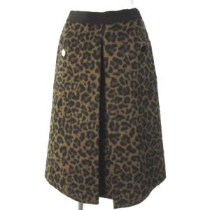 0222421061 22AW シャギーレオパードスカート ひざ丈 ヒョウ柄 36 ブラウン