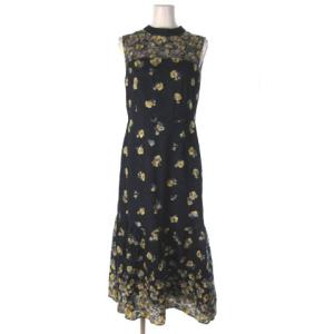 0121235050 21SS ワンピース 花柄刺繍 スパンコール 36 ネイビー