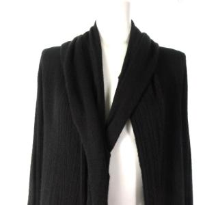JURGEN LEHL カシミヤ100％ ストール付き ロング カーディガン 長袖 リブ 黒 ブラック M