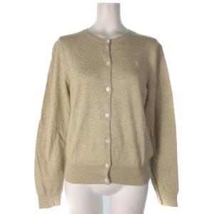 コットン ニット カーディガン クルーネック 長袖 生成り ベージュ M SM0