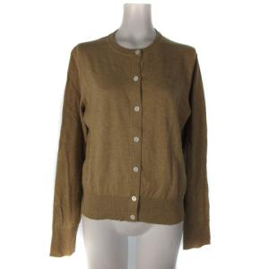 ウォッシャブルコットンニットカーディガン クルーネック 長袖 キャメル SM0