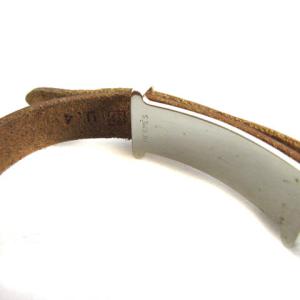 HERMES ブレスレット レザー ベルト 茶 ブラウン シルバー AA