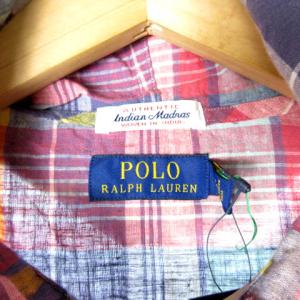 POLO RALPH LAUREN シャツパーカー フーディー プルオーバー チェック コットン100％ ピンク パープル M