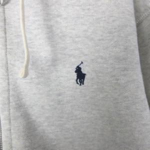 POLO RALPH LAUREN ジップアップ パーカー フーディー 裏起毛 ワンポイント グレー S