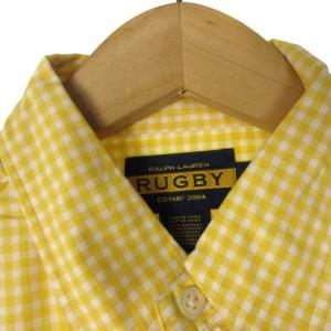 RUGBY RALPH LAUREN ボタンダウンシャツ 長袖 ギンガムチェック イエロー 黄 S