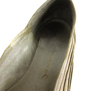 JURGEN LEHL パンプス フラットシューズ レザー ティアード ベージュ 23.5cm