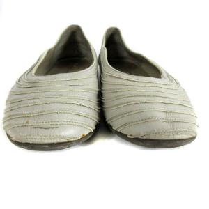 JURGEN LEHL パンプス フラットシューズ レザー ティアード ライトグレー 23.5cm