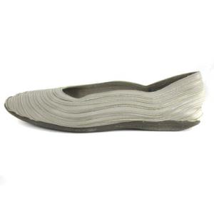 JURGEN LEHL パンプス フラットシューズ レザー ティアード ライトグレー 23.5cm