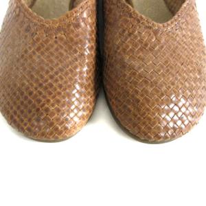 JURGEN LEHL メッシュ パンプス フラットシューズ レザー ラウンドトゥ ブラウン 茶 23.5cm