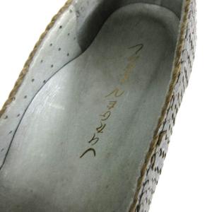 JURGEN LEHL メッシュ パンプス フラットシューズ レザー ラウンドトゥ チャコールグレー 23.5cm