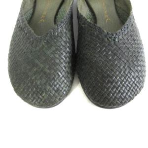 JURGEN LEHL メッシュ パンプス フラットシューズ レザー ラウンドトゥ ブラック 黒 23.5cm