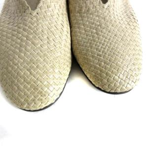 JURGEN LEHL メッシュ パンプス フラットシューズ レザー ラウンドトゥ ベージュ 23.5cm