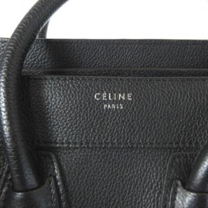 CELINE ラゲージ マイクロ ショッパー ハンドバッグ ドラムドカーフスキン 黒 167793DRU 38NO