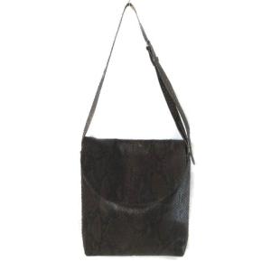 JURGEN LEHL ショルダーバッグ フラップ パイソンレザー ブラウン