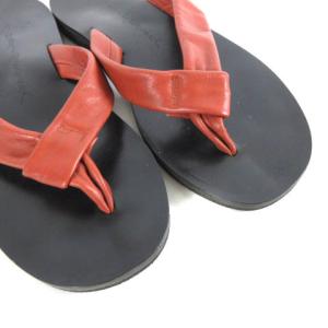 JURGEN LEHL トングサンダル シューズ レザー フラット 黒 赤 ブラック レッド 23.5相当