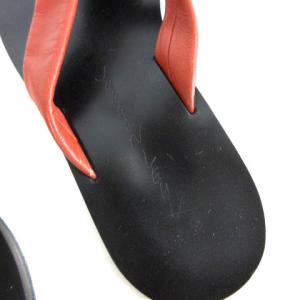 JURGEN LEHL トングサンダル シューズ レザー フラット 黒 赤 ブラック レッド 23.5相当