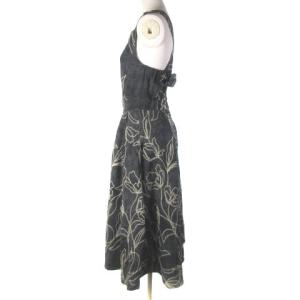 Ameri VINTAGE 21SS DENIM LIKE FLOWER DRESS デニム ワンピース ロング フレア エンブロイダリー 花柄 インディゴ