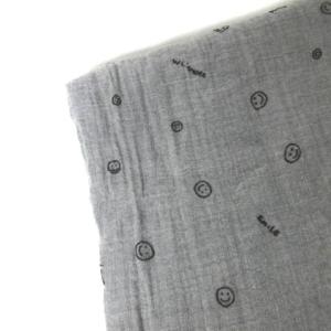 Faliero Sarti ストール ショール 大判 フリンジ スマイル柄 カシミヤ混 グレー