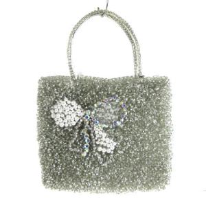 ナストロ ワイヤーバッグ ハンドバッグ リボン スクエア型 ビジュー PBS531129 シルバー ECR17