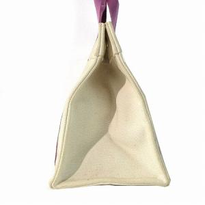 HERMES トートバッグ ハンドバッグ フールトゥ キャンバス コットン アイボリー パープル 鞄 ECR17 AA