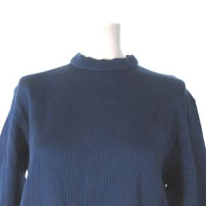 Christian Dior カットソー 長袖 ハイネック リブ ブルー M ECR17 AA