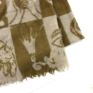JURGEN LEHL Babaghuri ババグーリ ストール ショール 総柄 フリンジ ベージュ ブラウン