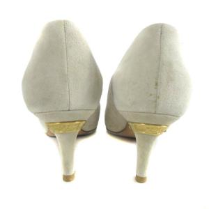 LOUIS VUITTON パンプス シューズ ポインテッドトゥ スエード ライトグレー 35.5 22.5cm ECR17