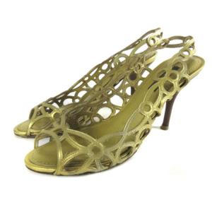 ミュール サンダル カットワーク ブロンズ 35.5 22.5cm ECR17