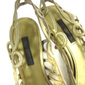 LOUIS VUITTON ミュール サンダル カットワーク ブロンズ 35.5 22.5cm ECR17