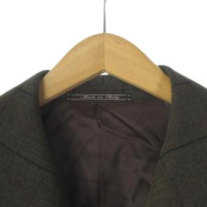 FENDI PIAGENZA ロングジャケット コート シングル チェック ウール カシミヤ 52 グレー